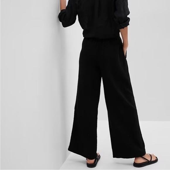 NWT! GAP Black Wide-Leg Gauzy Crinkle Pants Lightweight - Multiple 💎 - Picture 4 of 8